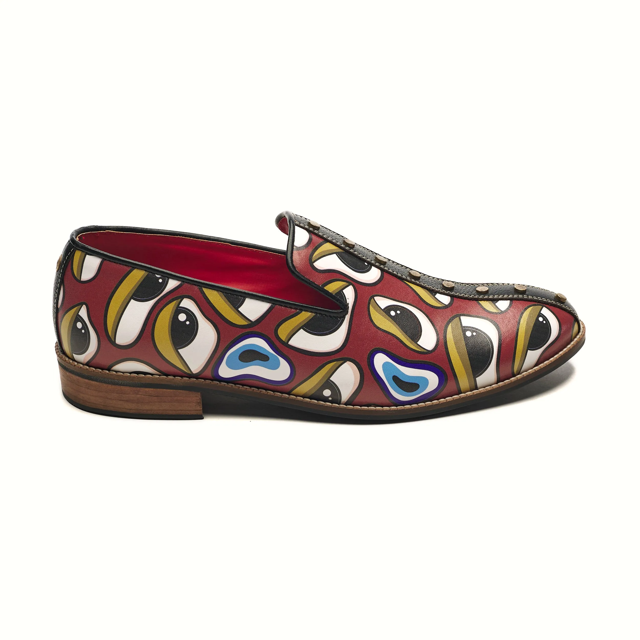 ‘Nazar’ Striped Loafers Men – Crimson