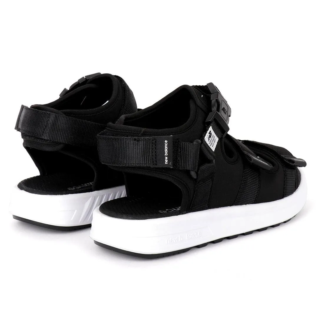 NB Three Straps All Black With White Sole Sandal