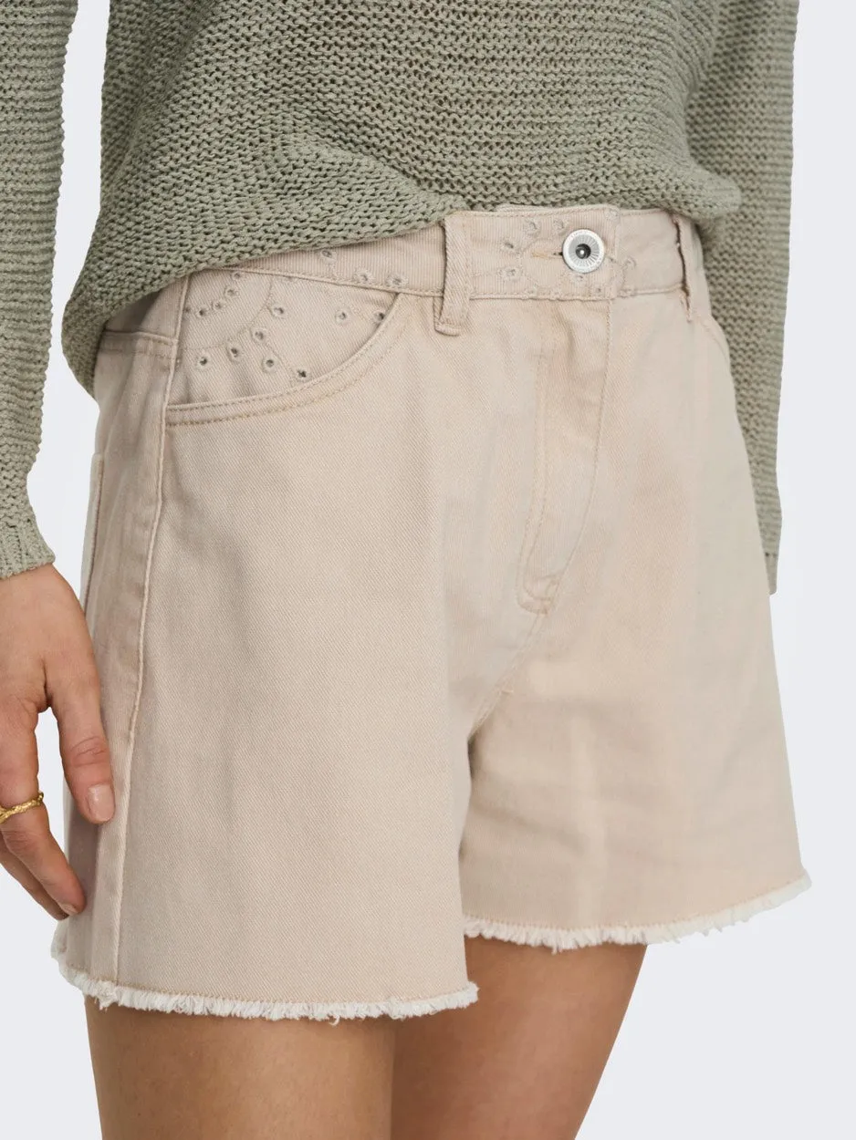 Onlelena Hw Emb Shorts Otw - Zand