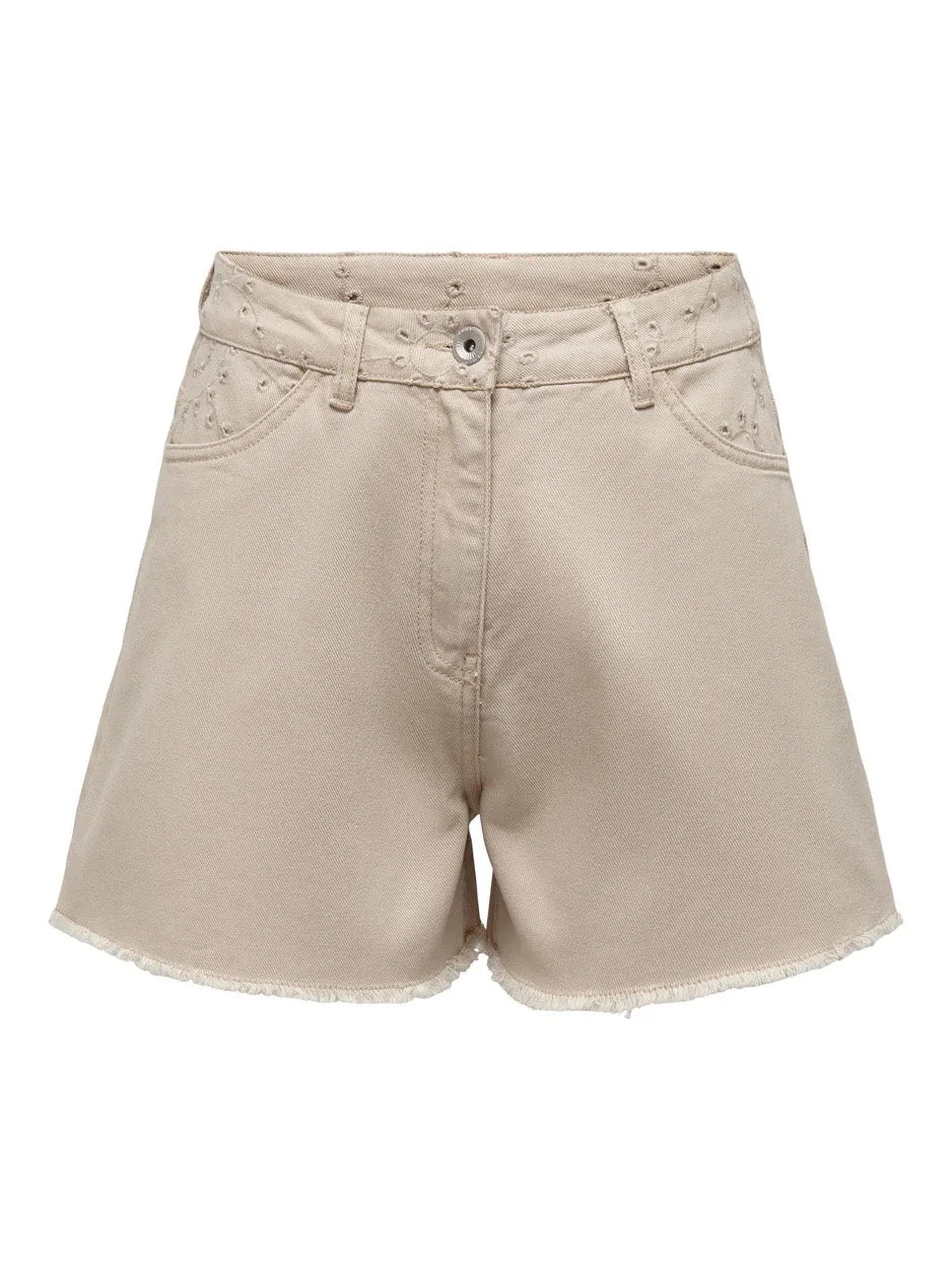 Onlelena Hw Emb Shorts Otw - Zand