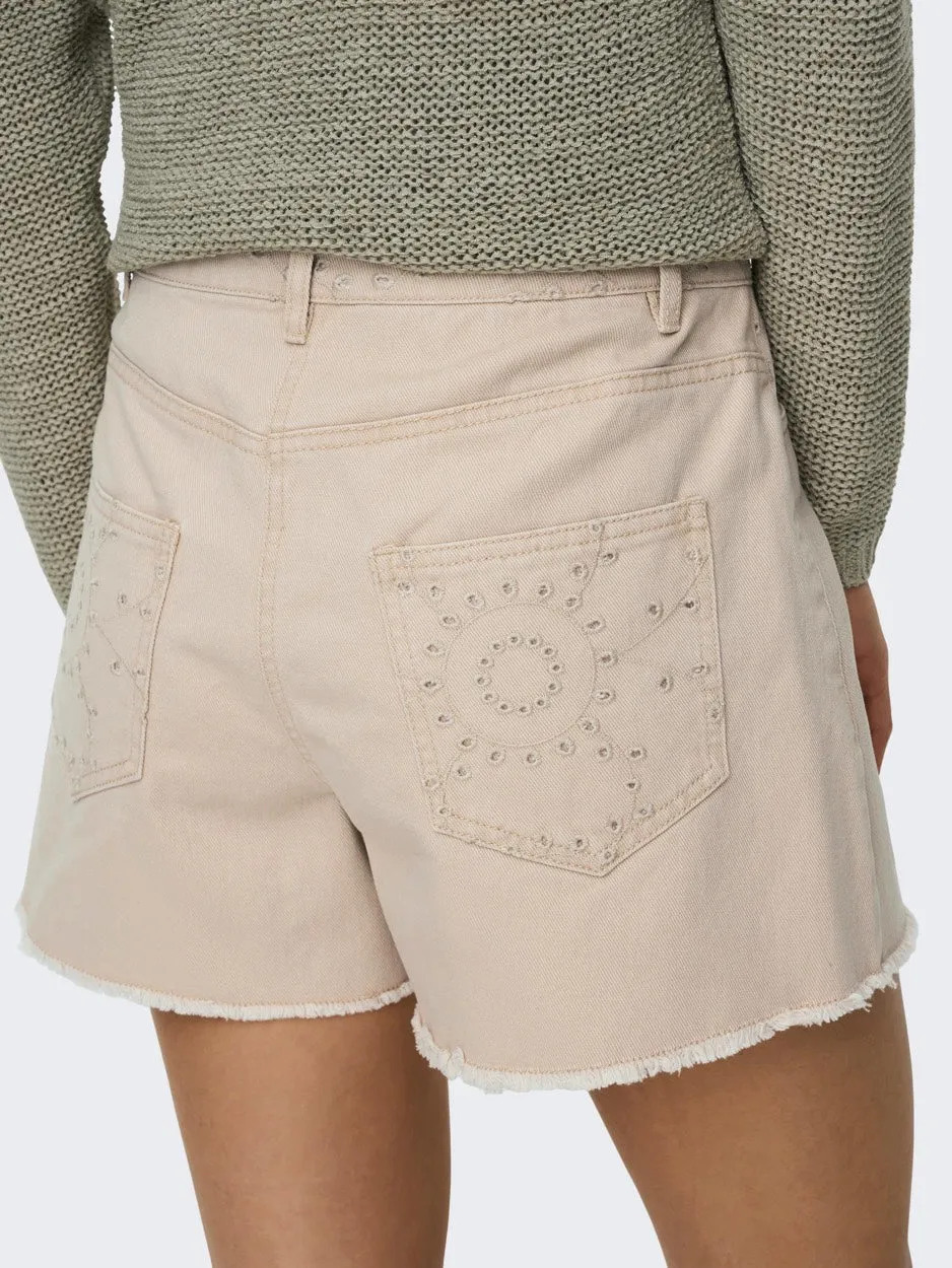 Onlelena Hw Emb Shorts Otw - Zand