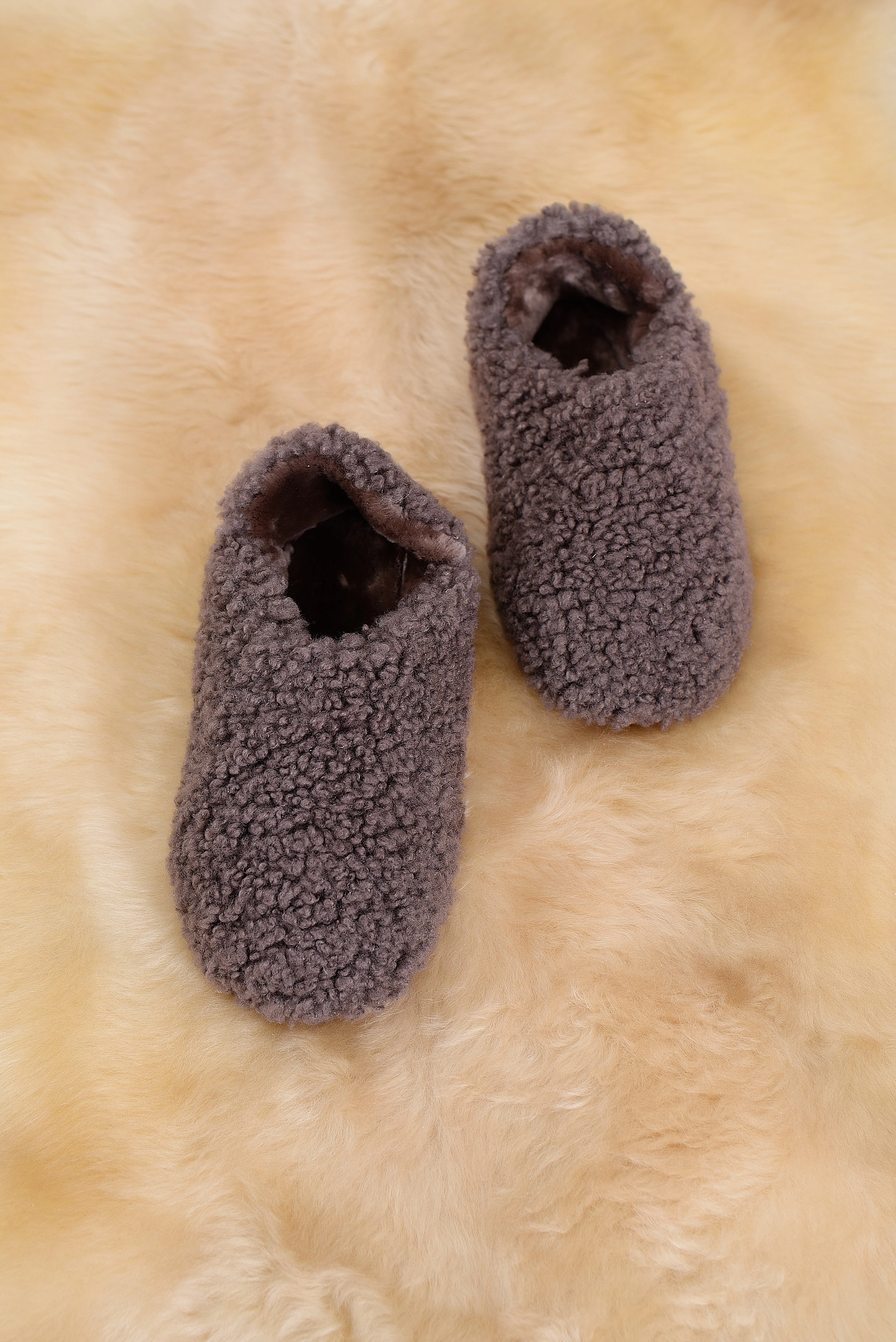 "Morocco" Sheepskin Home Slippers in Brown color