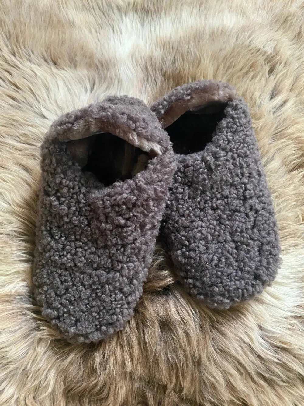 "Morocco" Sheepskin Home Slippers in Brown color