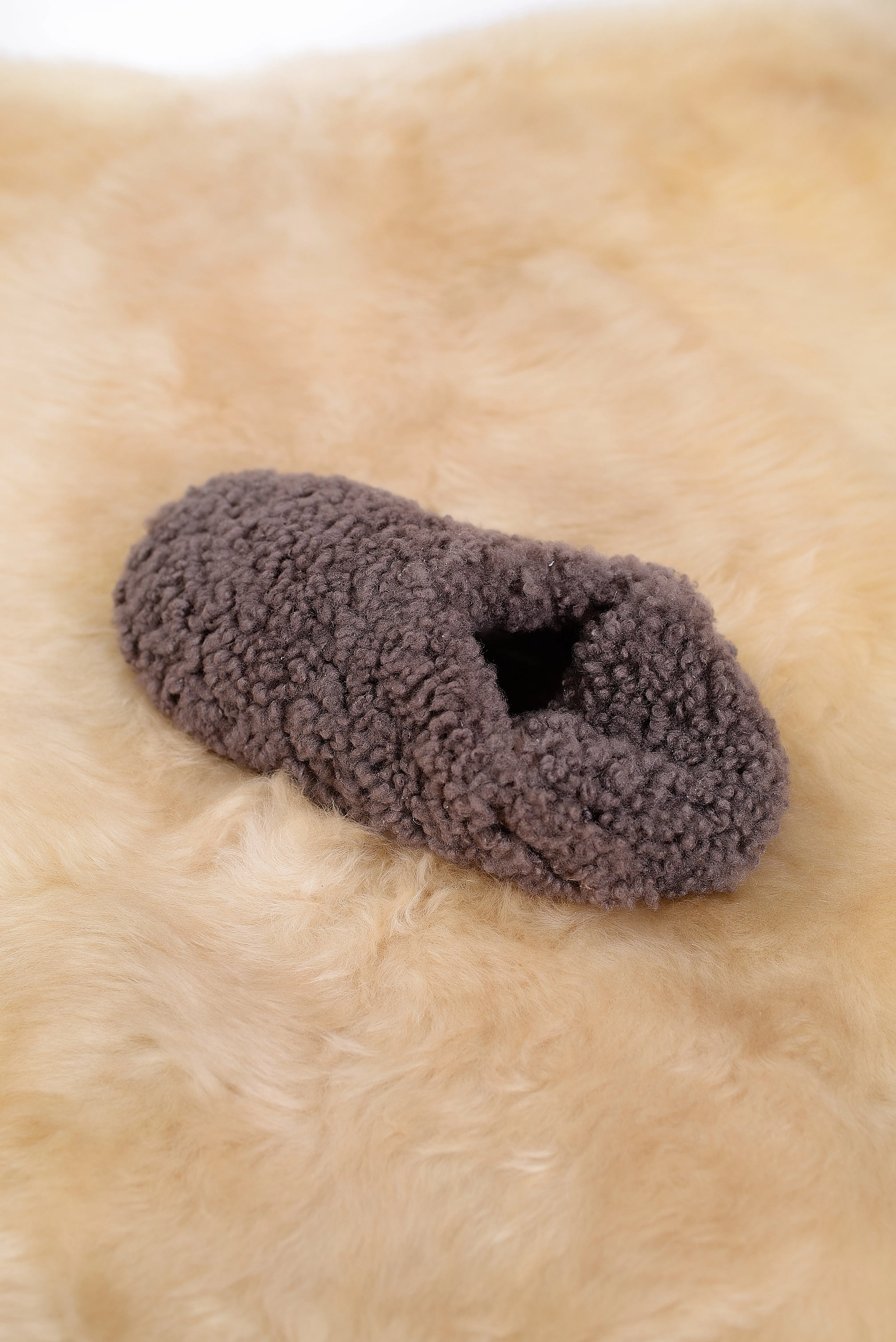 "Morocco" Sheepskin Home Slippers in Brown color