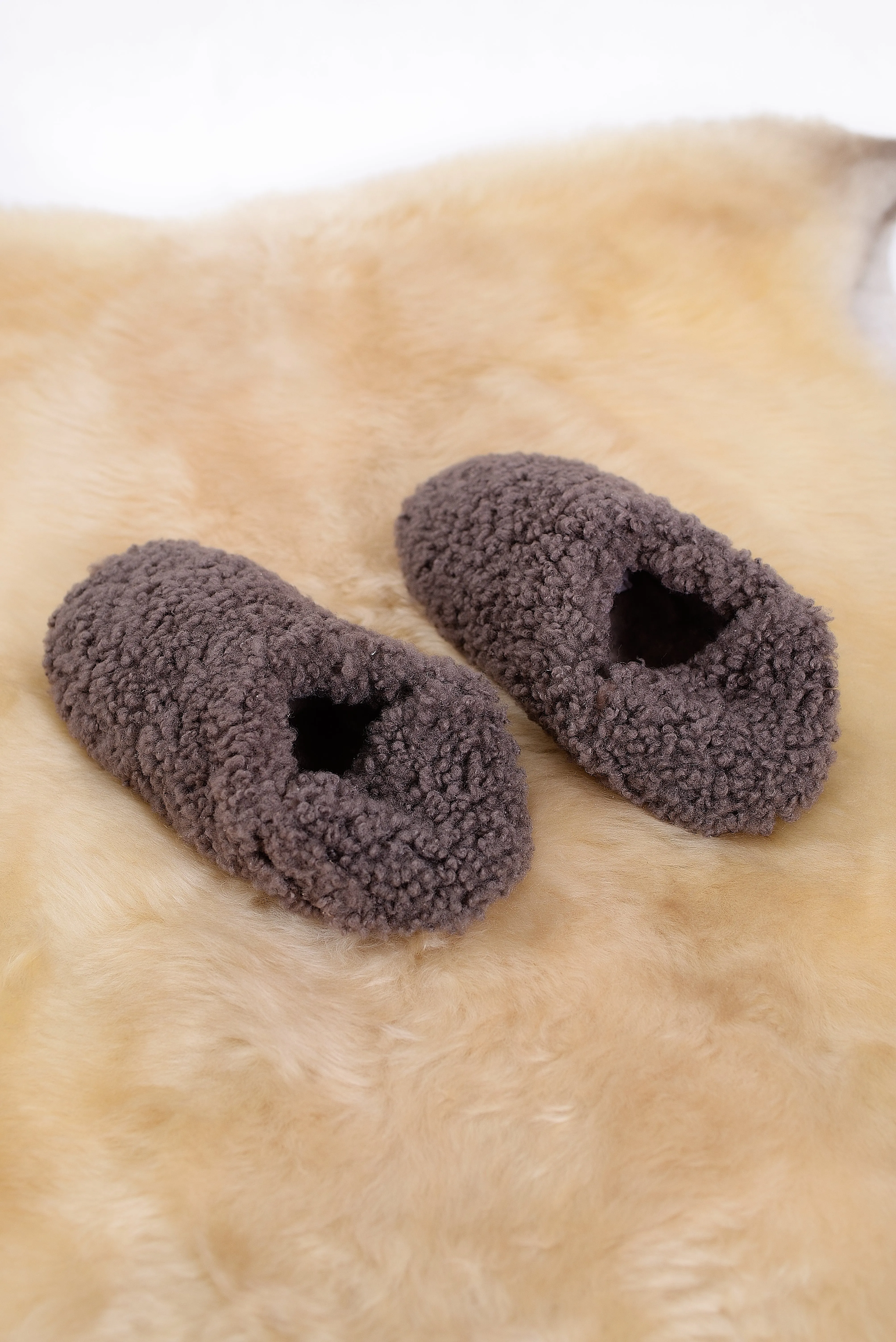 "Morocco" Sheepskin Home Slippers in Brown color