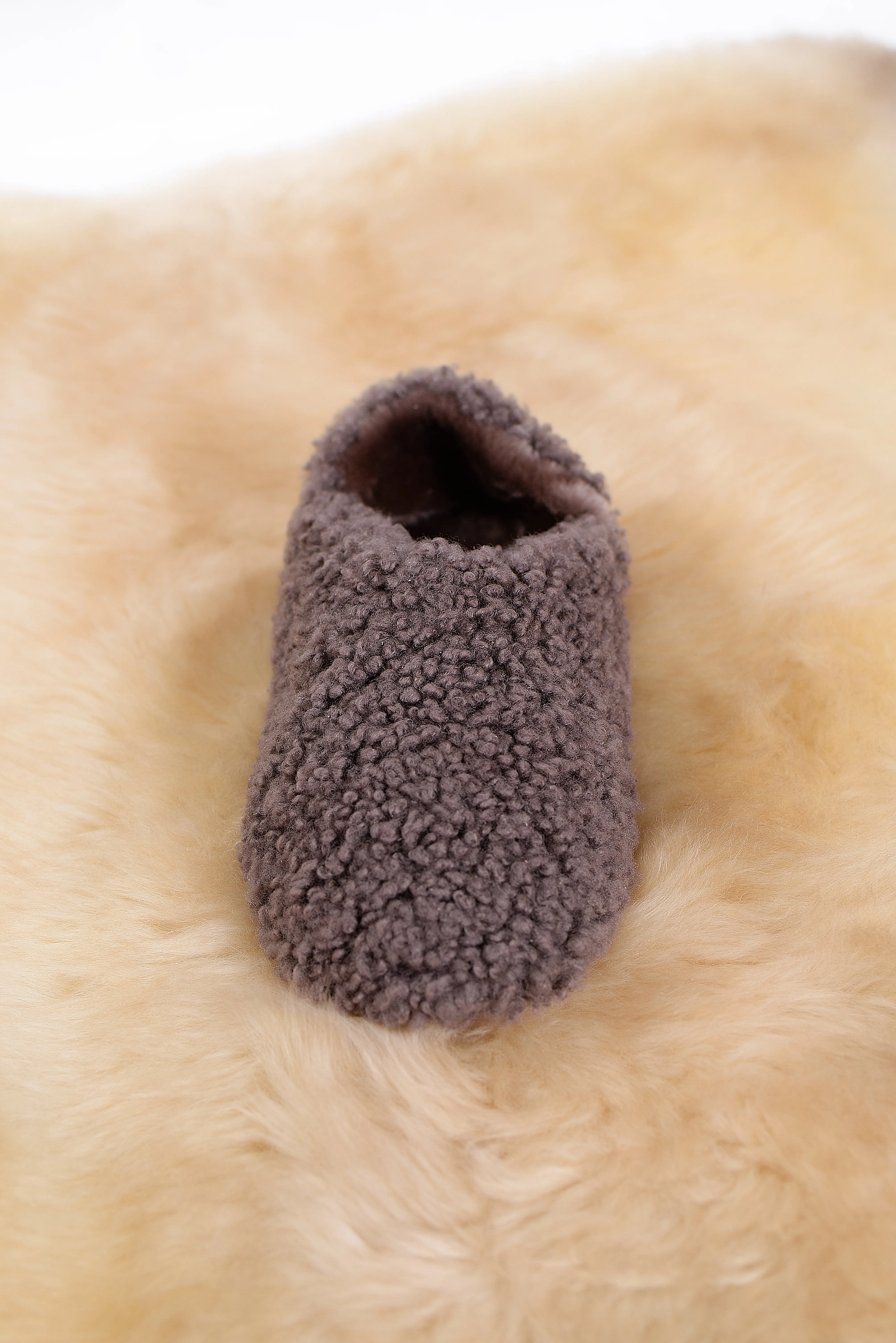 "Morocco" Sheepskin Home Slippers in Brown color