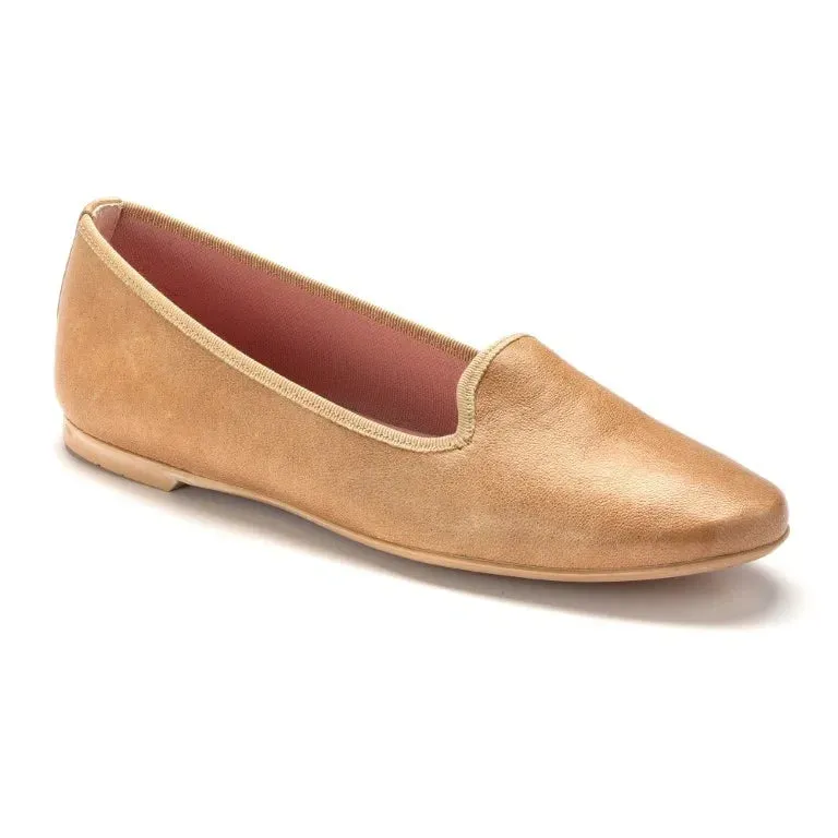 Smoks - Beige Soft Leather Smoking Loafer for Teen/Women by Pretty Ballerinas