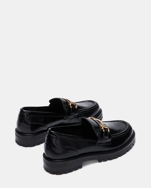 Steve Madden Mistor Penny Leather Lug Sole Loafers - Black