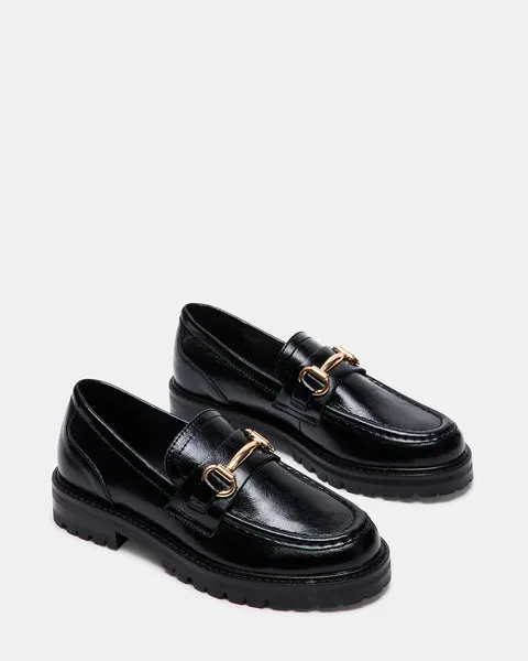 Steve Madden Mistor Penny Leather Lug Sole Loafers - Black