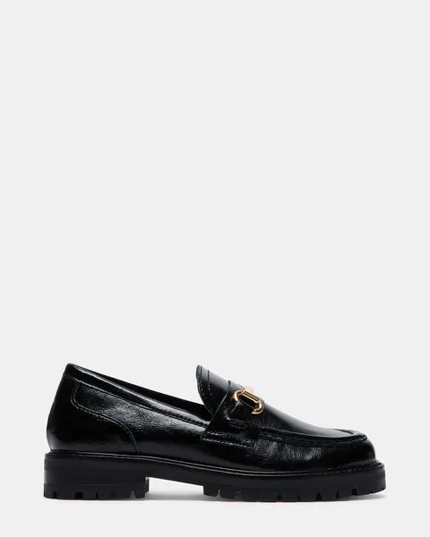 Steve Madden Mistor Penny Leather Lug Sole Loafers - Black