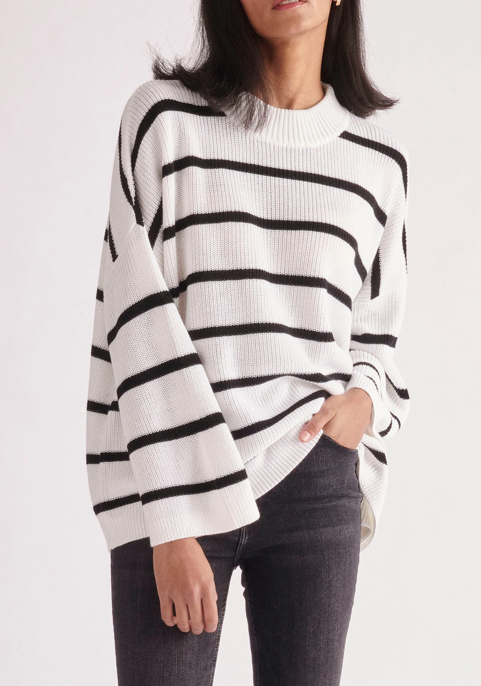 Striped High Neck Jumper