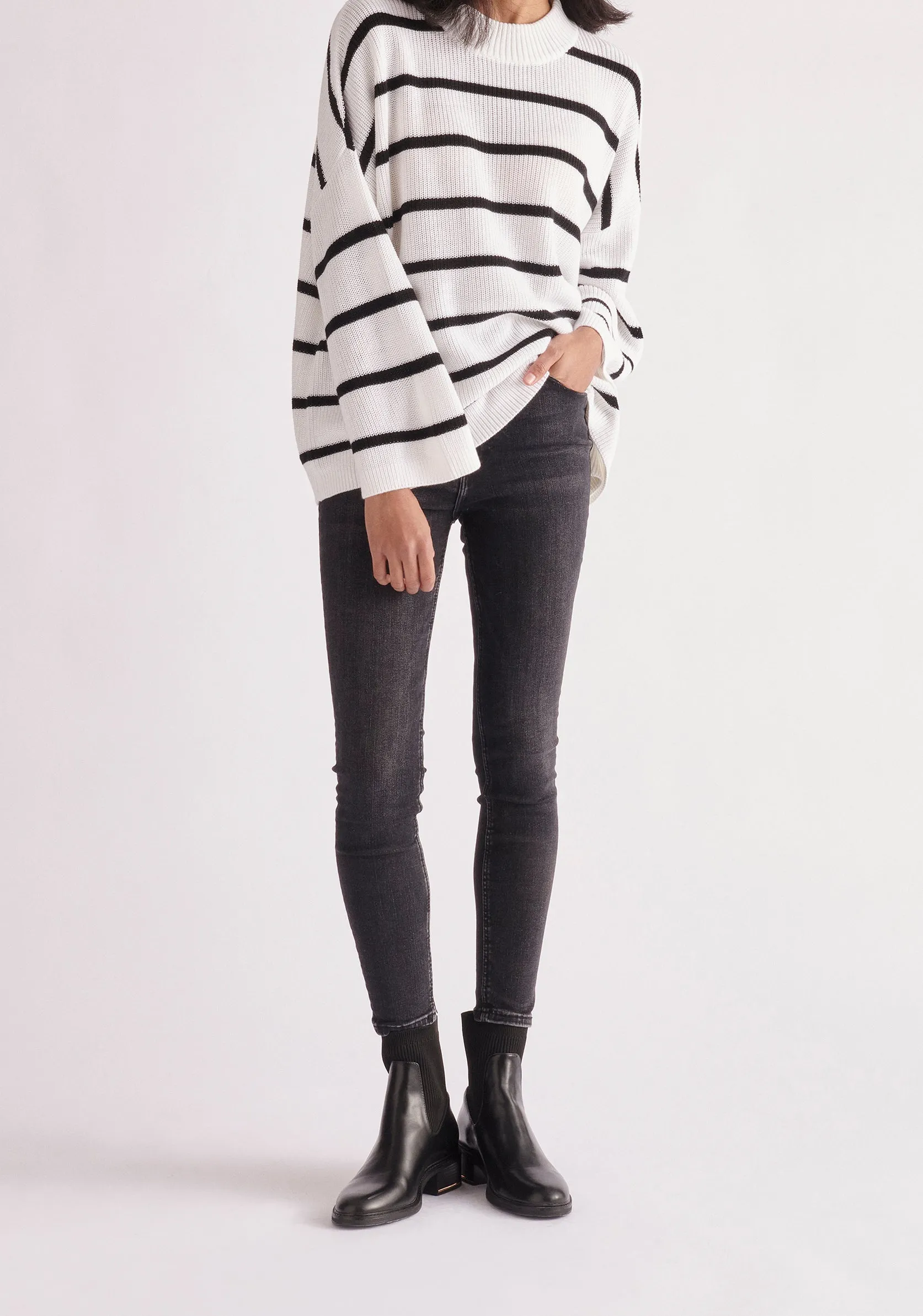 Striped High Neck Jumper