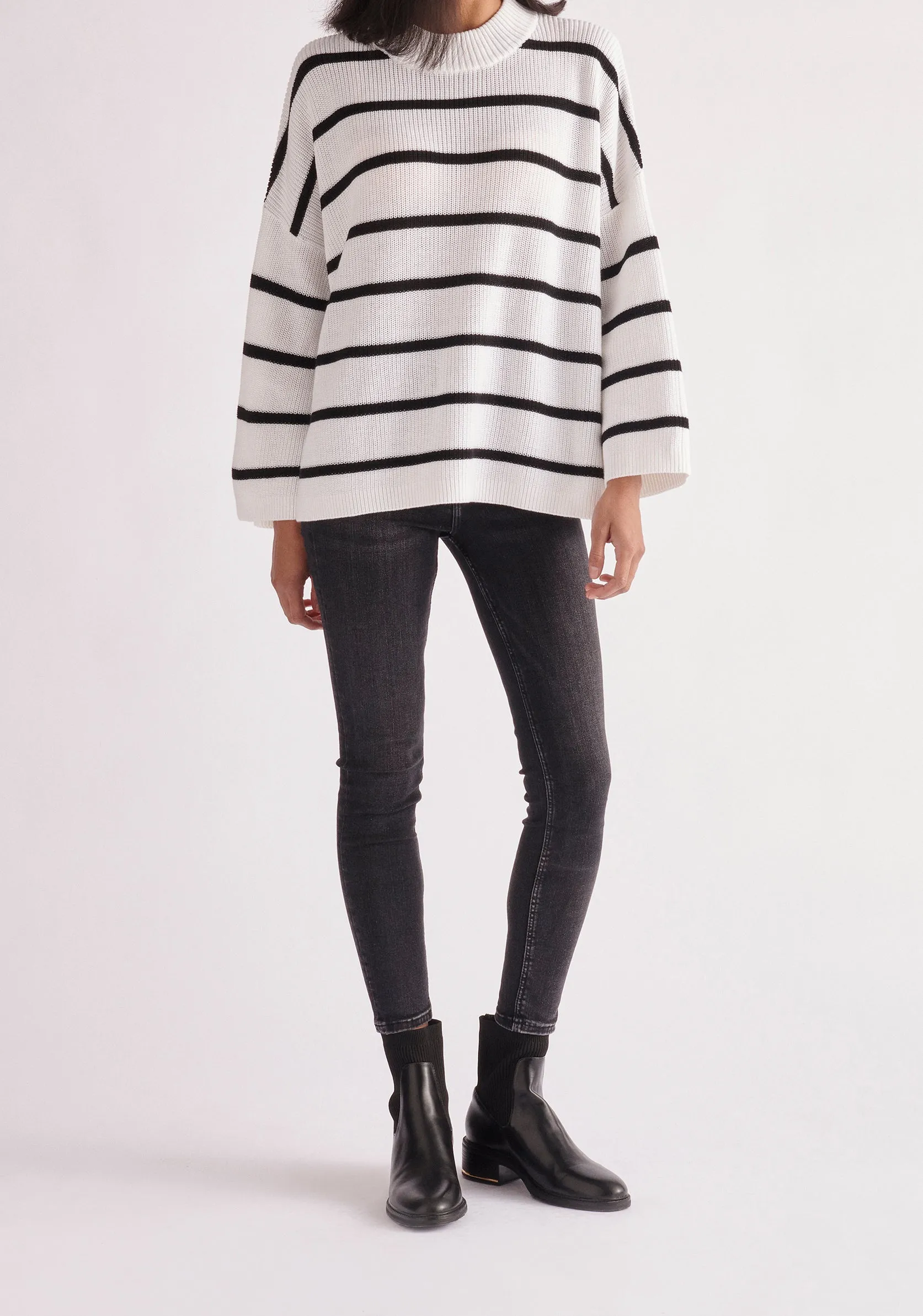 Striped High Neck Jumper