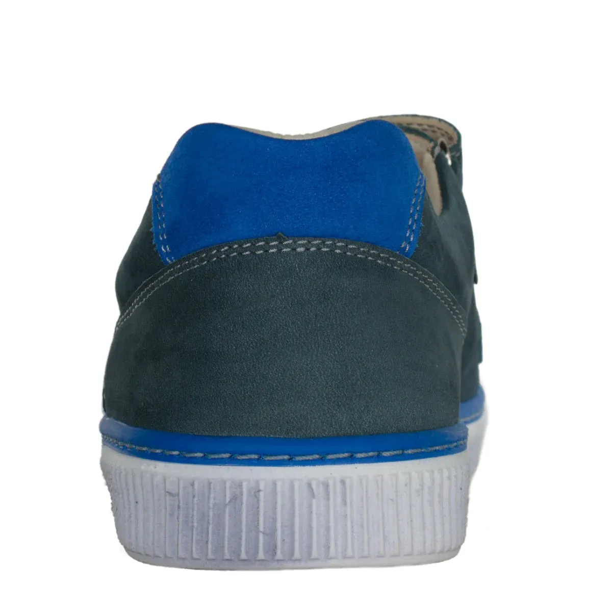 Szamos Kid Boy Sneakers In Dark Grey And Blue Color With Double Velcro Strap - Made In Europe