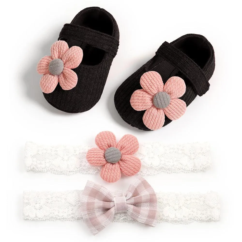 TwinkleToes Baby Princess Set – Soft-Soled Toddler Shoes & Headband Combo