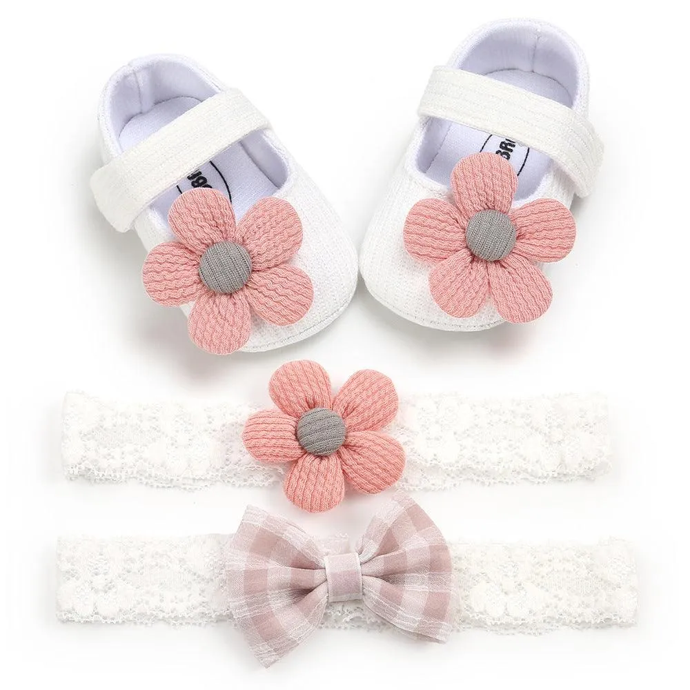 TwinkleToes Baby Princess Set – Soft-Soled Toddler Shoes & Headband Combo