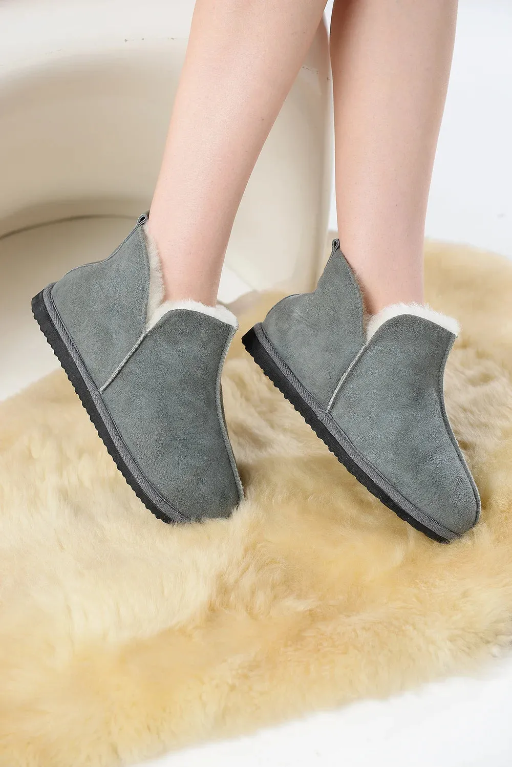 Unisex Sheepskin UGG Slipper in  Grey color