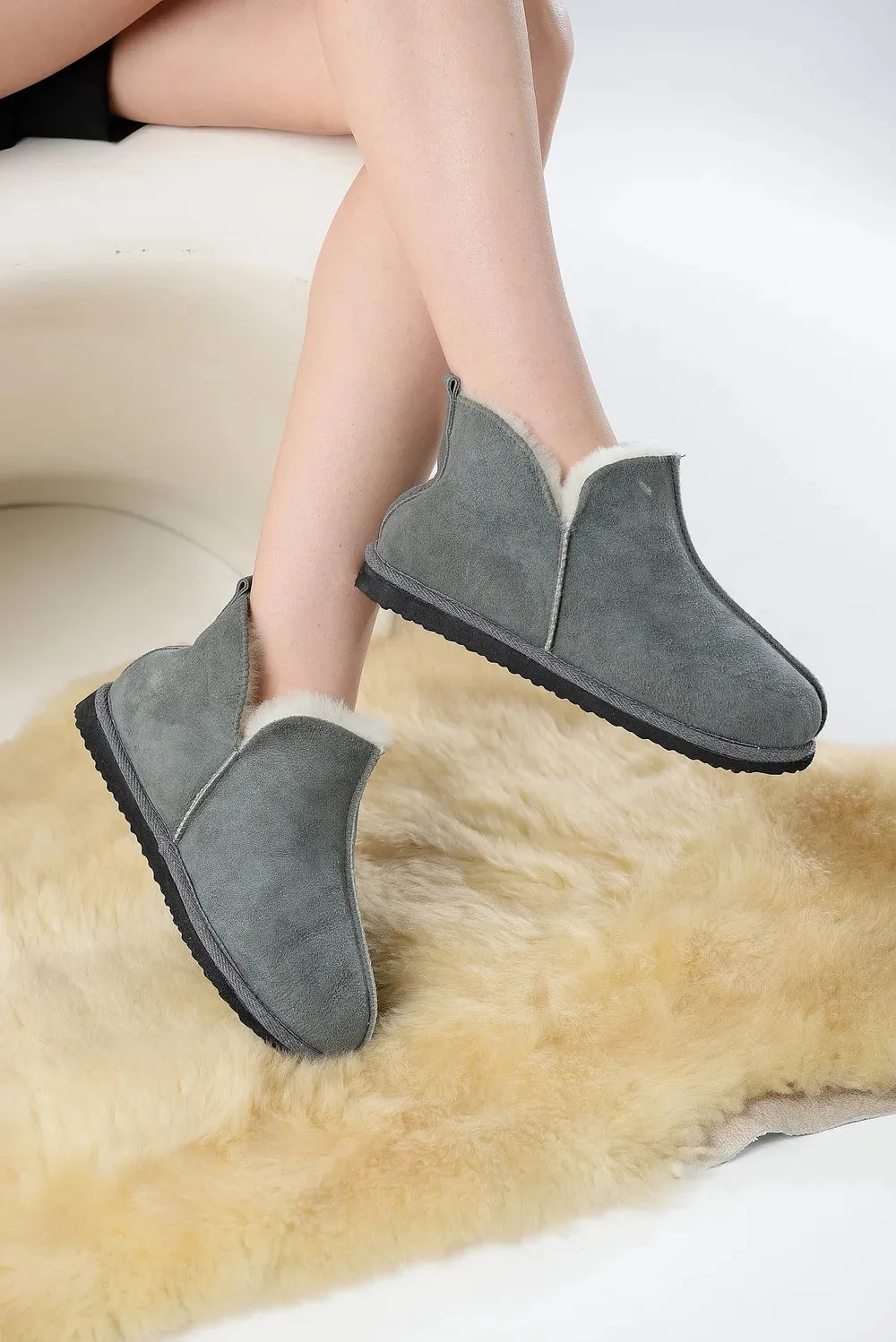 Unisex Sheepskin UGG Slipper in  Grey color