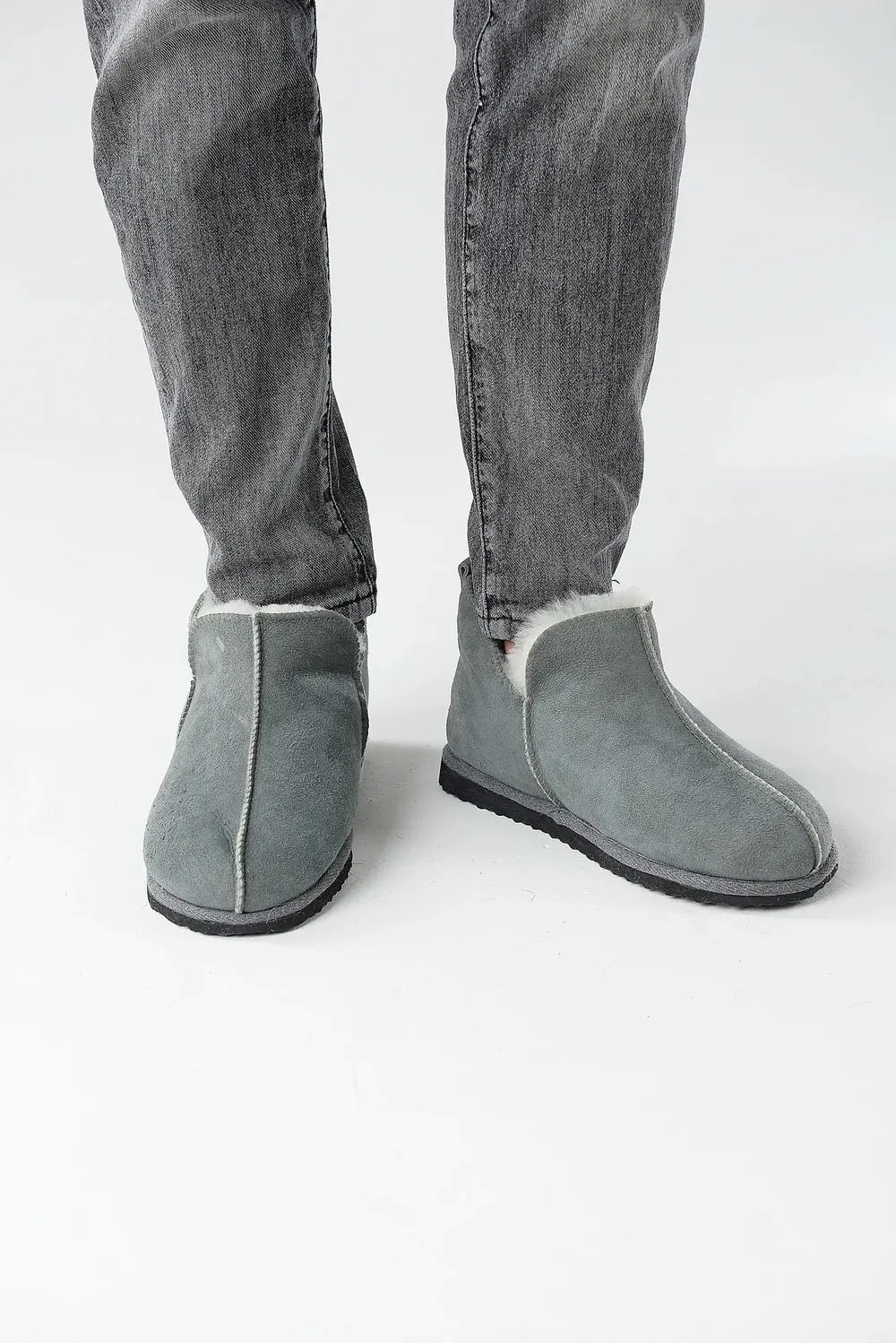 Unisex Sheepskin UGG Slipper in  Grey color