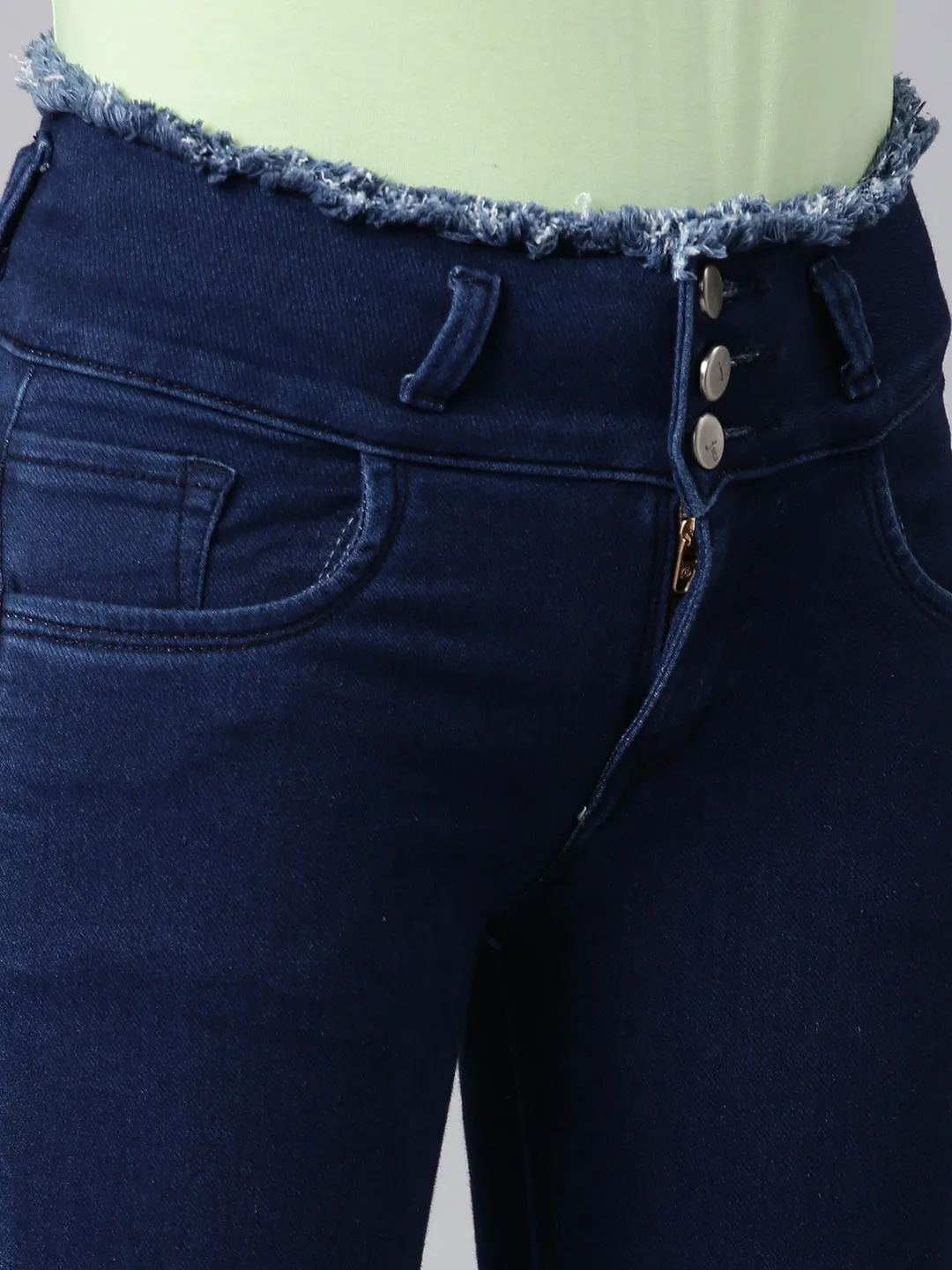 Women Blue Solid Skinny Fit Denim Jeans