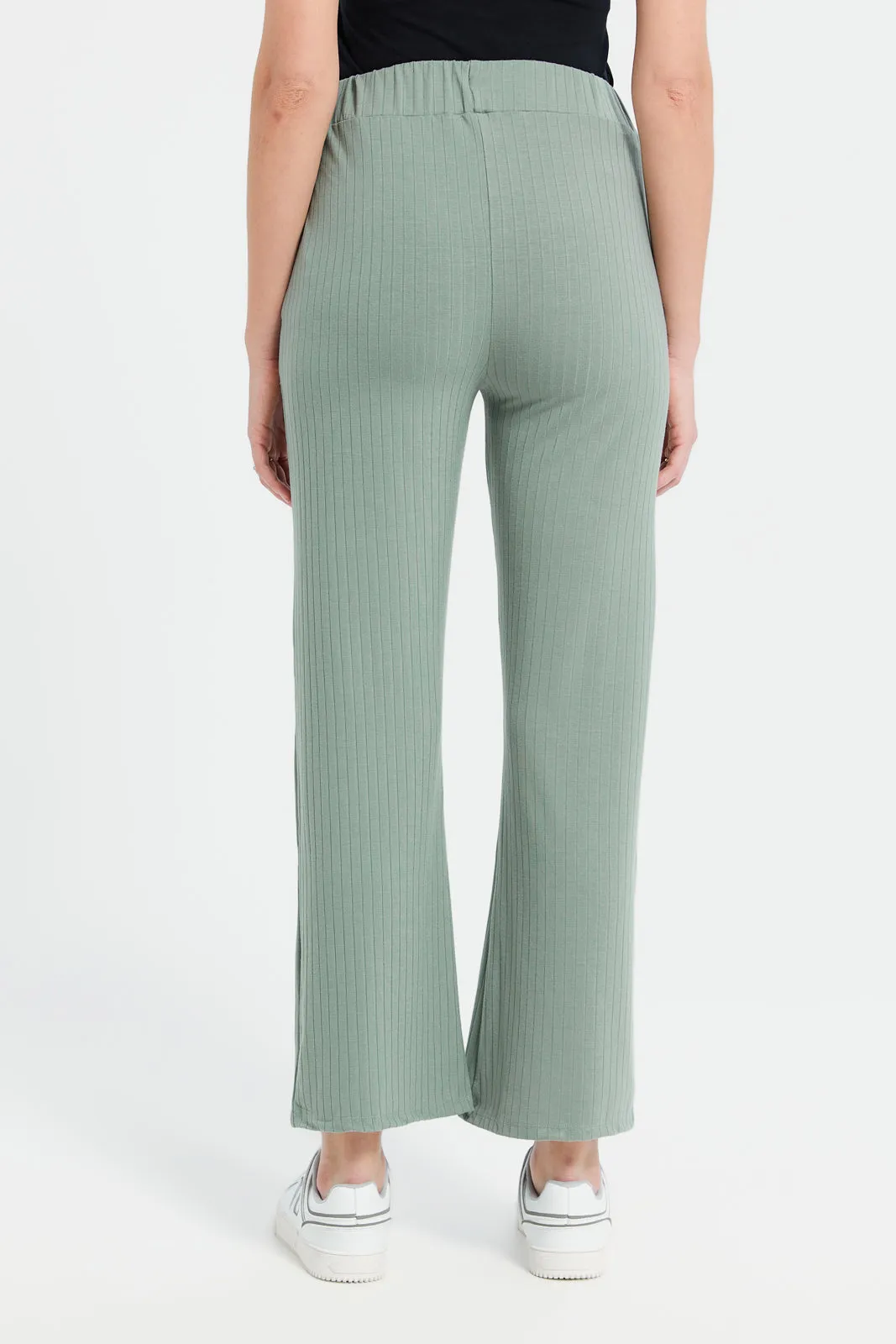 Women Mint Ribbed Active Pants