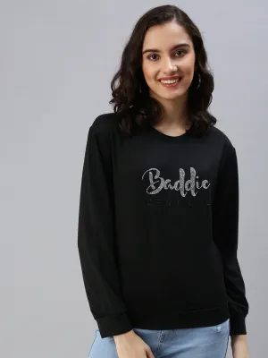 Women's Black Solid SweatShirt