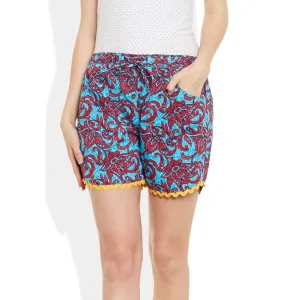 Womens Cotton Printed Beach Shorts Summer Pants Indian Medium Size,W-CSRTM-2821