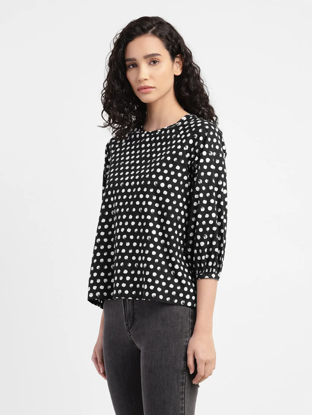 Women's Polka Dot Round Neck Top