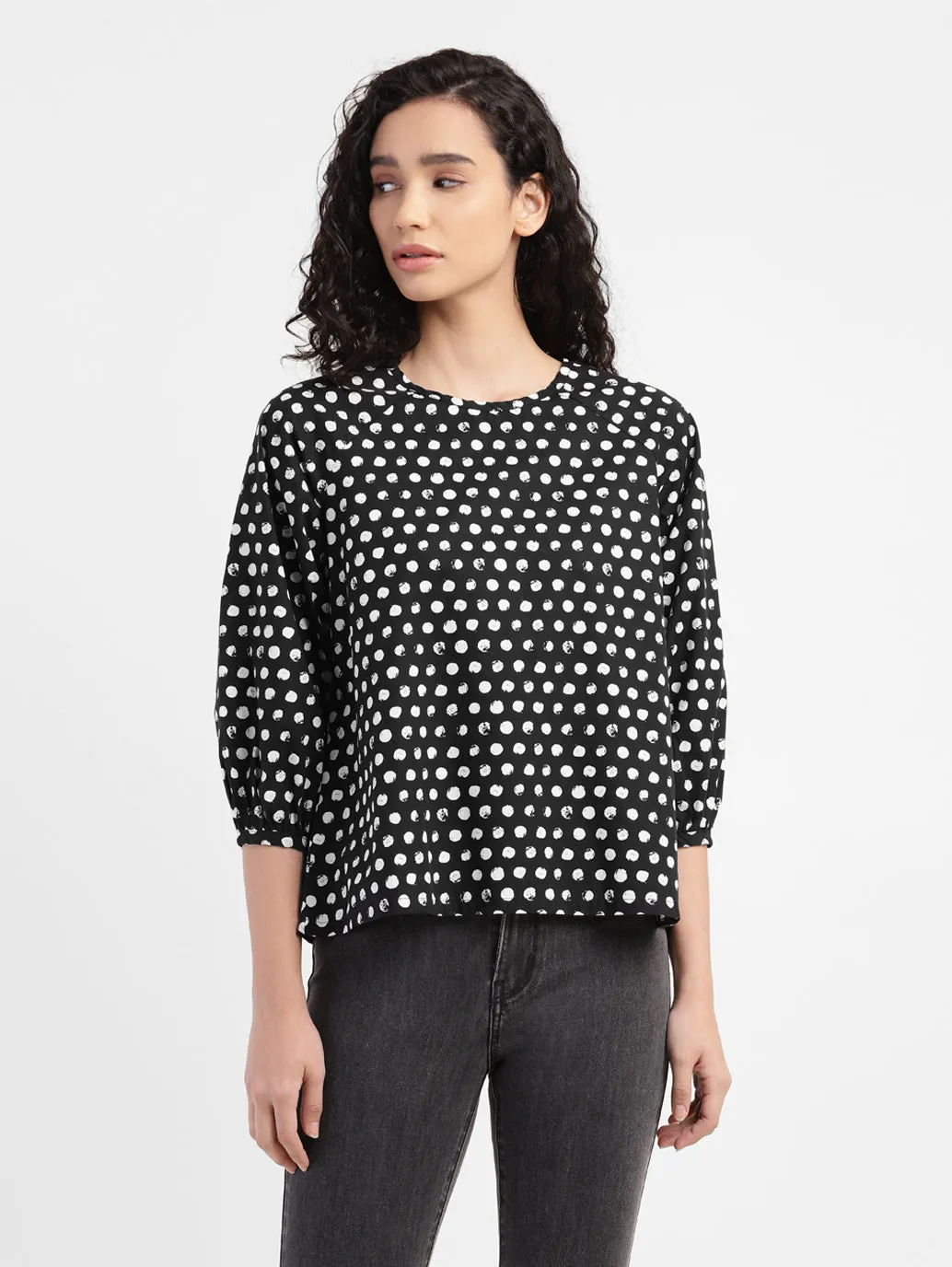 Women's Polka Dot Round Neck Top