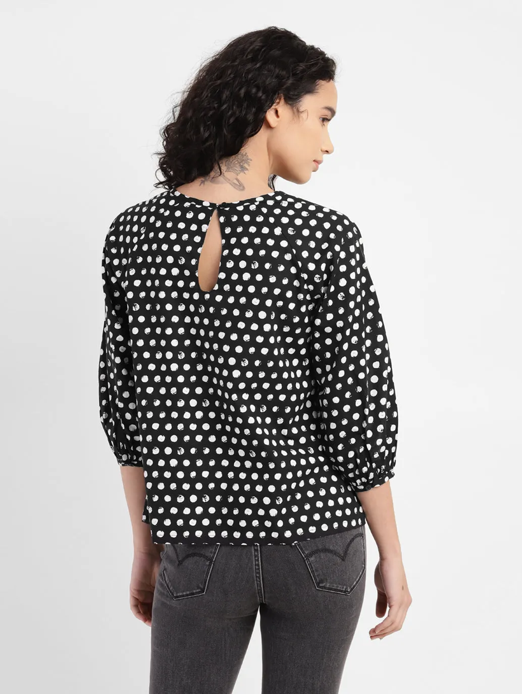 Women's Polka Dot Round Neck Top