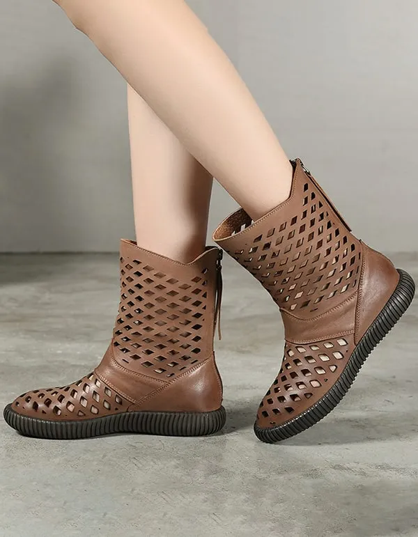 Women's Retro Leather Breathable Sandals Boots