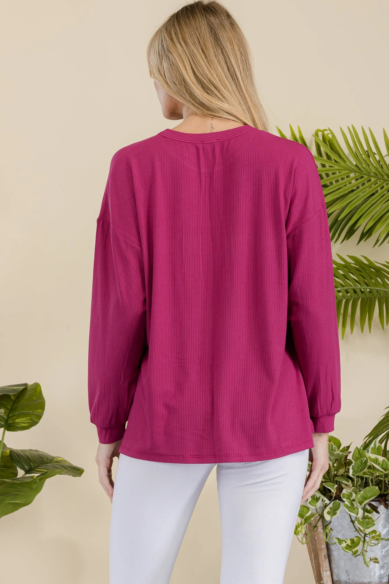 Women's Ribbed Long Sleeves with Side Cut