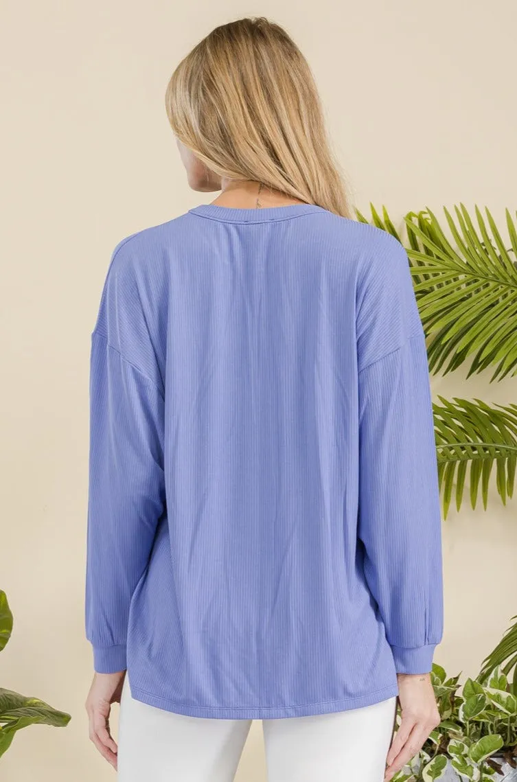 Women's Ribbed Long Sleeves with Side Cut